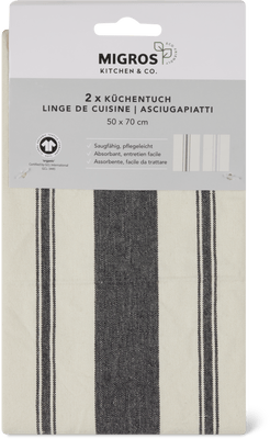 Migros Kitchen & Co. Küchentuch Strreifen schwarz, grau