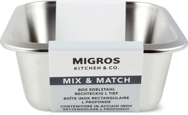 Migros Kitchen & Co. Contenitore in acciaio inox profondo rettangolare, L, 1,1 l