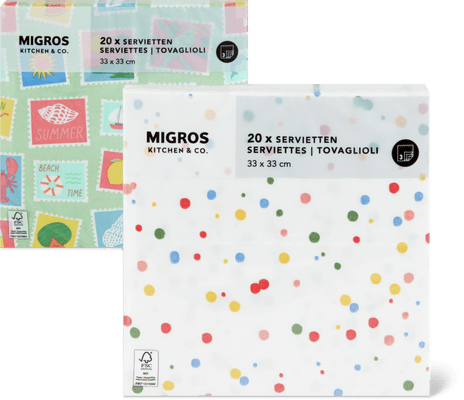 Migros Kitchen & Co. Papierservietten Gemustert, 33x33cm