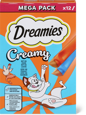 Dreamies Creamy Pollo & Salmone in confezione multipla