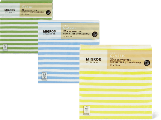 Migros Kitchen & Co. Tovaglioli di carta fantasia, 33 x 33 cm
