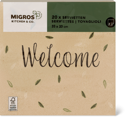 Migros Kitchen & Co. Paper Napkins Patterned, 33 x 33 cm, Recycled