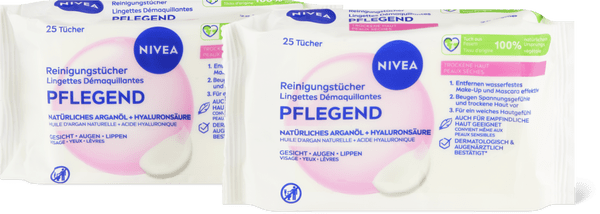 Nivea Pflegende Reinigungstücher Natürliches Arganöl, Hyaluronsäure