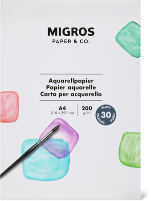 Migros Paper & Co. Papier aquarelle A4 30 feuilles, 200 g