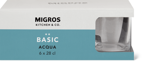 Migros Kitchen & Co. Basic Aqua Water Glass Transparent, 28 cl
