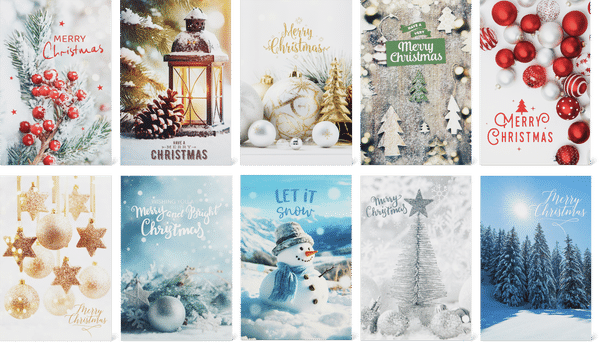 Cartes de Noël classiques, 10 pièces