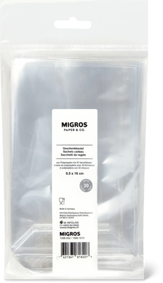 Migros Paper & Co. Sachets cadeau transparents 30 pièces, 9,5 x 16 cm
