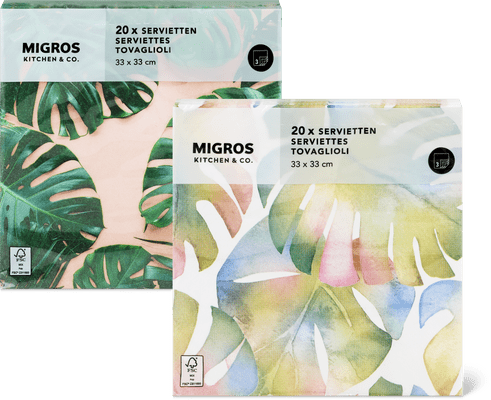 Migros Kitchen & Co. Tovaglioli di carta Fantasia, 33 x 33 cm