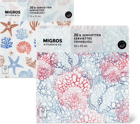 Migros Kitchen & Co. Papierservietten Gemustert, 33x33cm