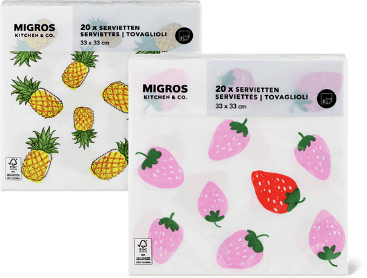Migros Kitchen & Co. Papierservietten Gemustert, 33x33cm