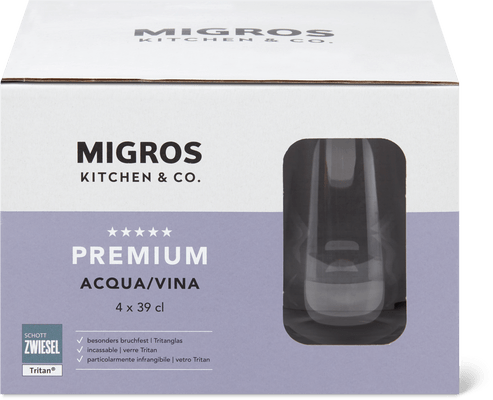 Migros Kitchen & Co. Premium Acqua Water Glass Transparent, 39 cl