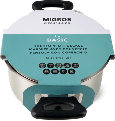 Migros Kitchen & Co. Basic Pentola con coperchio Ø 18 cm, 1,5 L