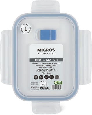 Migros Kitchen & Co. Leak-Proof Lid Rectangular, L, 14.5 x 10.5 cm