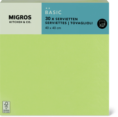 Migros Kitchen & Co. Tovaglioli di carta limetta, 40 x 40 cm