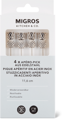 Migros Kitchen & Co. Apéro-Picks Mehrweg, Ananas, 4 Stk.