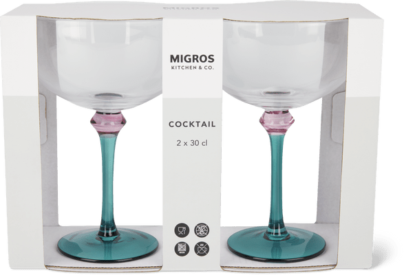 Migros Kitchen & Co. Verre à cocktail rose pétrole, 30 cl