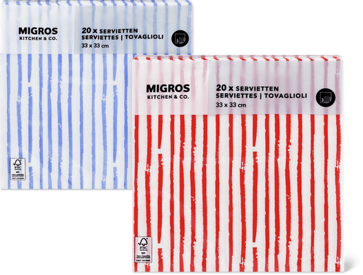 Migros Kitchen & Co. Tovaglioli di carta Fantasia, 33 x 33 cm