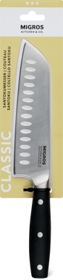Migros Kitchen & Co. Coltello Santoku nero, acciaio, lama: 18 cm