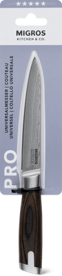 Migros Kitchen & Co. Couteau universel noir, acier damassé, lame: 12 cm