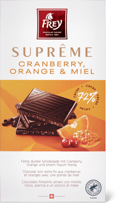 Frey Suprême  Cranberry, orange & miel 72% cacao