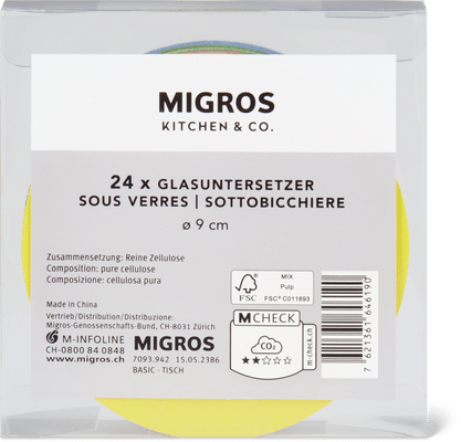 Migros Kitchen & Co. Papiertassenuntersetzer Uni mehrfarbig, rund