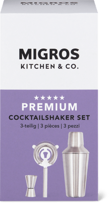 Migros Kitchen & Co. Bar Accessories, Cocktail Shaker Set Silver, Assorted
