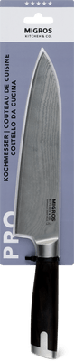 Migros Kitchen & Co. Coltello da cucina nero, acciaio damasco, lama: 20 cm