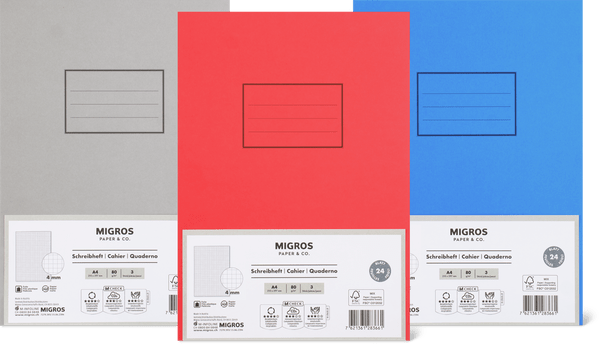 Migros Paper & Co. Schreibheft A4, 4 mm kariert, 80 g