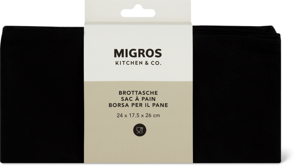 Migros Kitchen & Co. Sac à pain noir, 24 x 17,5 x 26 cm