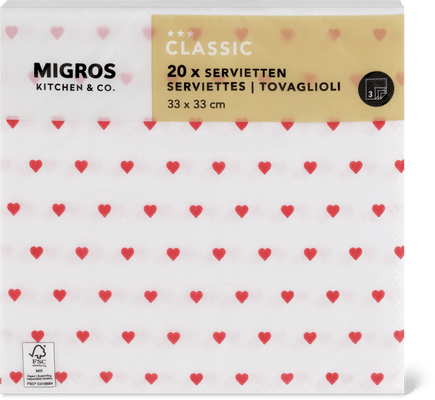 Migros Kitchen & Co. Tovaglioli di carta Fantasia, 33 x 33 cm