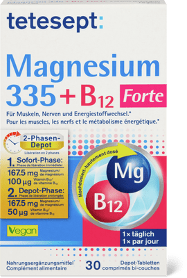 Tetesept Magnesium 335 + B12 Forte 2 Phasen-Depot