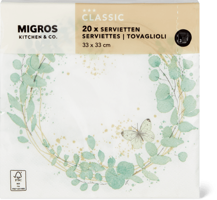 Migros Kitchen & Co. Papierservietten Gemustert, 33x33cm