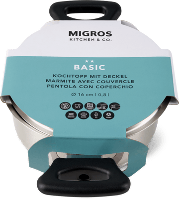Migros Kitchen & Co. Basic Marmite avec couvercle Ø 16 cm, 1 l
