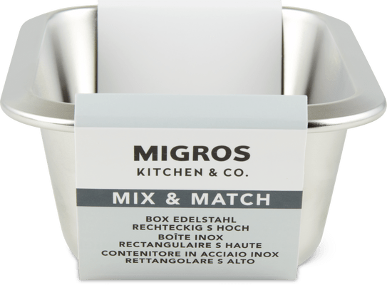 Migros Kitchen & Co. Boîte en acier inoxydable haute rectangulaire, S, 0,45 l