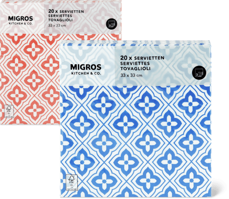 Migros Kitchen & Co. Tovaglioli di carta Fantasia, 33 x 33 cm