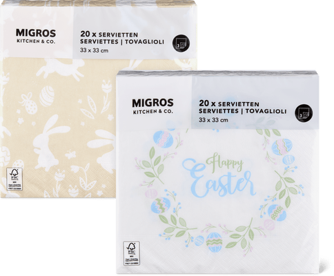 Migros Kitchen & Co. Papierservietten Gemustert, 33x33cm