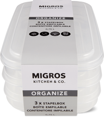 Kitchen & Co. Org. Stapelbox 3 x 0.75L
