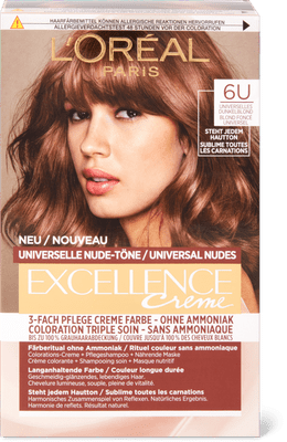 L'Oréal Paris Dauerhafte Haarfarbe ohne Ammoniak Nude 6U Dunkelblond