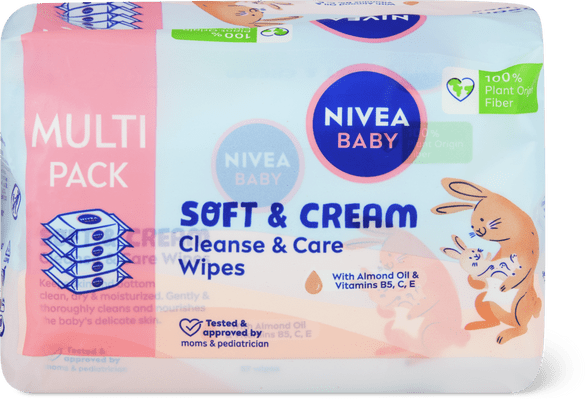 Nivea Baby Soft & Cream Lingettes humides Huile d’amande, vitamines B5, C, E