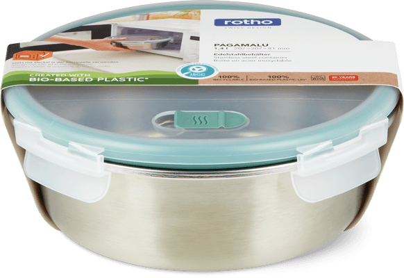 Rotho Contenitore in acciaio inox 1,4 l, acciaio inox, silicone