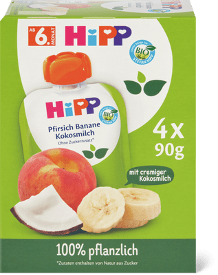 Hipp Bio Peach, Banana Coconut Milk Squeeze Pouch Multi-Pack