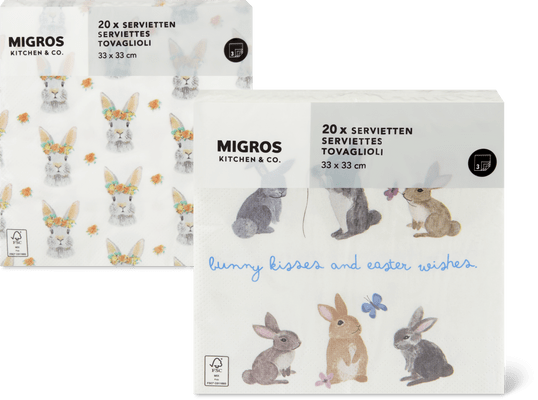 Migros Kitchen & Co. Papierservietten Gemustert, 33x33cm