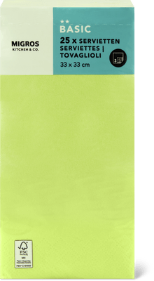 Migros Kitchen & Co. Tovaglioli di carta Gialli, 1/8 piega 33 x 33 xm