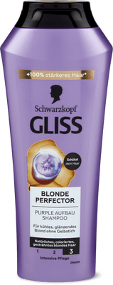 Gliss Blonde Perfector Anti-Gelbstich Shampoo natürliches, coloriertes, gesträhntes blondes Haar