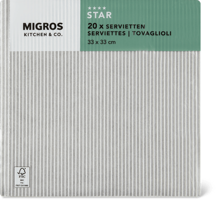 Kitchen & Co. Serviettes en papier Rayures, 33 x 33 cm