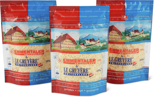 Formaggio grattugiato Emmentaler e Gruyère