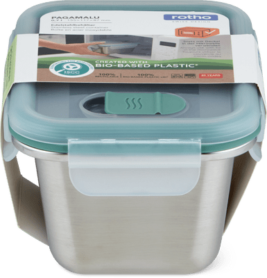 Rotho Aufbewahrungsbox Edelstahl 0.7l, Edelstahl, Silikon