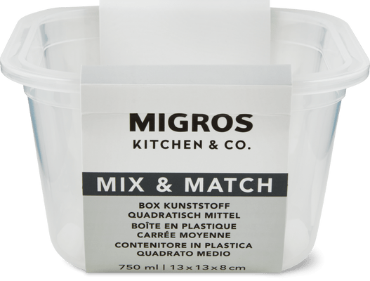 Migros Kitchen & Co. Boîte plastique moyenne carrée, 0,75 l