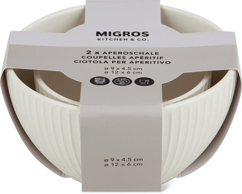 Migros Kitchen & Co. Set pour l’apéritif blanc, 12 x 6 cm