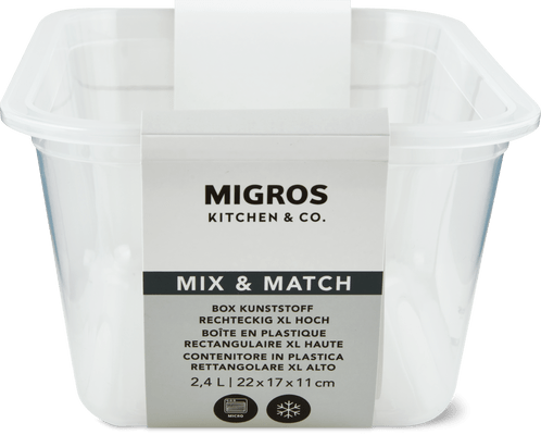 Migros Kitchen & Co. Contenitore in plastica alto rettangolare, XL 2,4 l